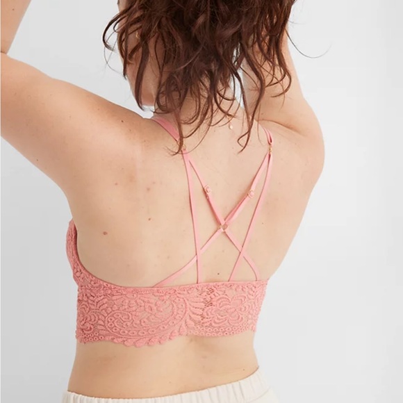AERIE FAR OUT LACE STRAPPY PADDED PLUNGE BRALETTE EUC - Picture 2 of 5